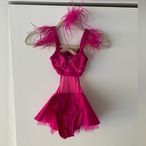 Weissman Move Sassy Pink Sequin Feather Dance Dress Costume